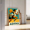 Poster Athletics Athena 19, colori vivaci verde e arancione, dimensioni 50x70 o 30x40, ideale per appassionati di sport