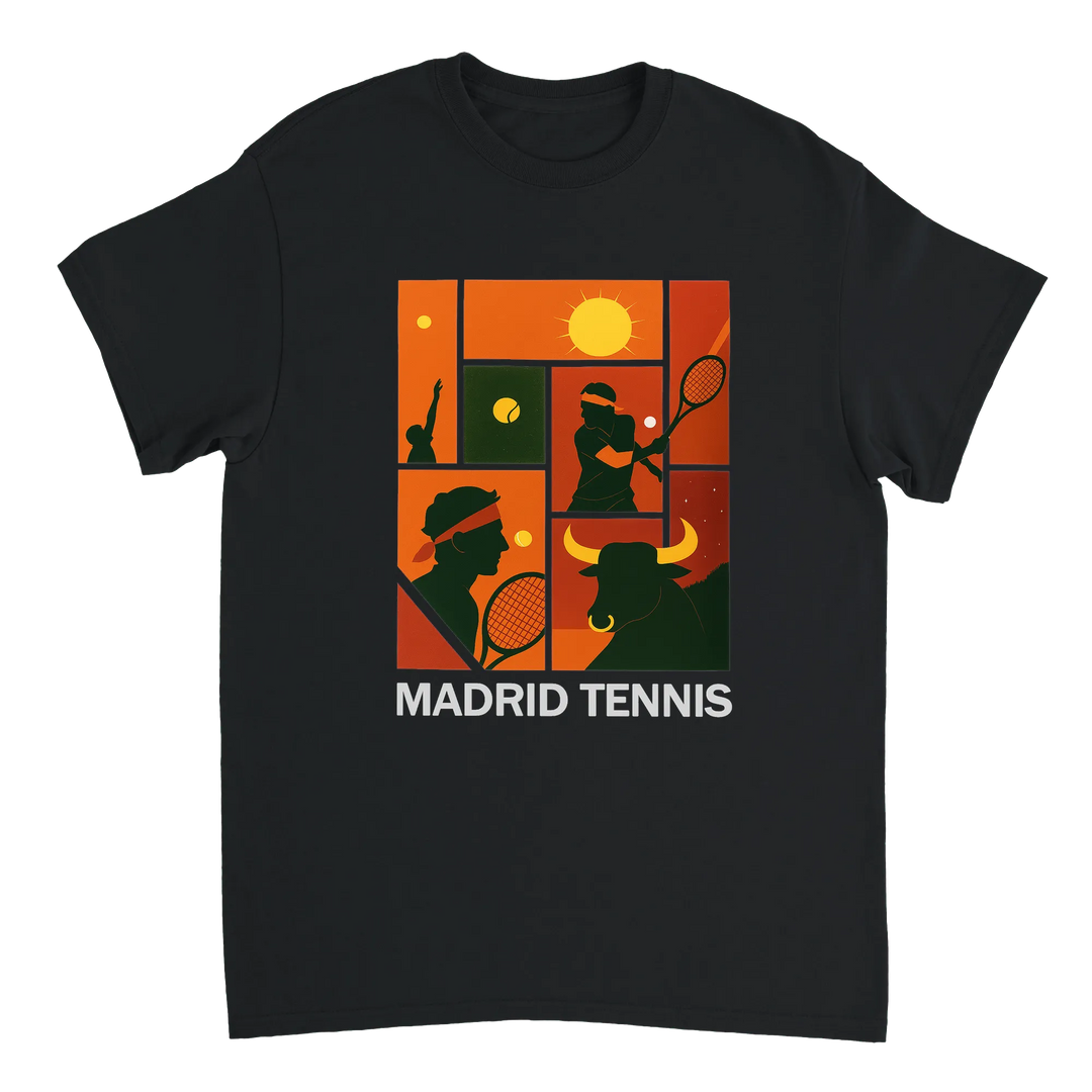 Madrid Tennis T-shirt med Rafa Nadal, perfekt för tennisälskare. Tillverkad av mjuk bomull för komfort och stil, både på och