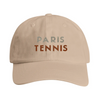 Vintage broderad keps med Paris Tennis 3-logga, låg profil och avslappnad stil