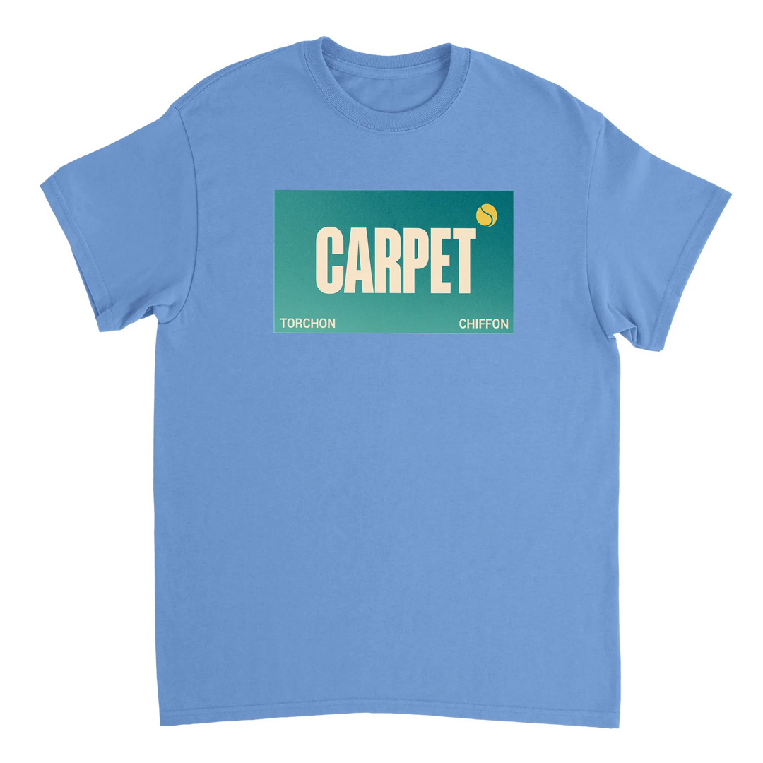 T-shirt de ténis com design elegante de tapete chiffon, ideal para amantes do ténis. Disponível em S, M, L, XL, XXL