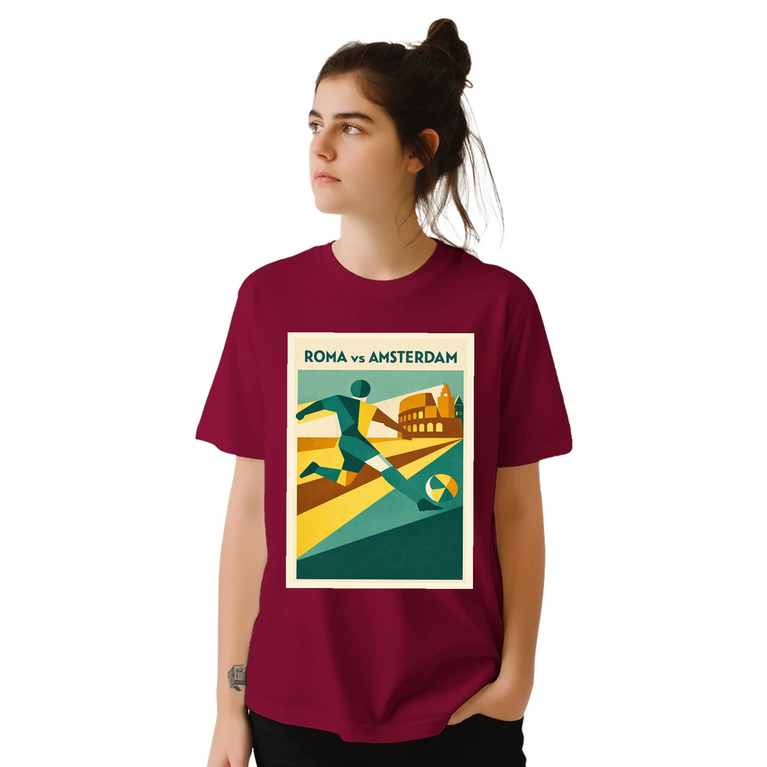 T-shirt ποδοσφαίρου Ρώμης, άνετη και στυλάτη, ιδανική για αγώνες και casual εμφανίσεις, διαθέσιμη σε S, M, L, XL, XXL