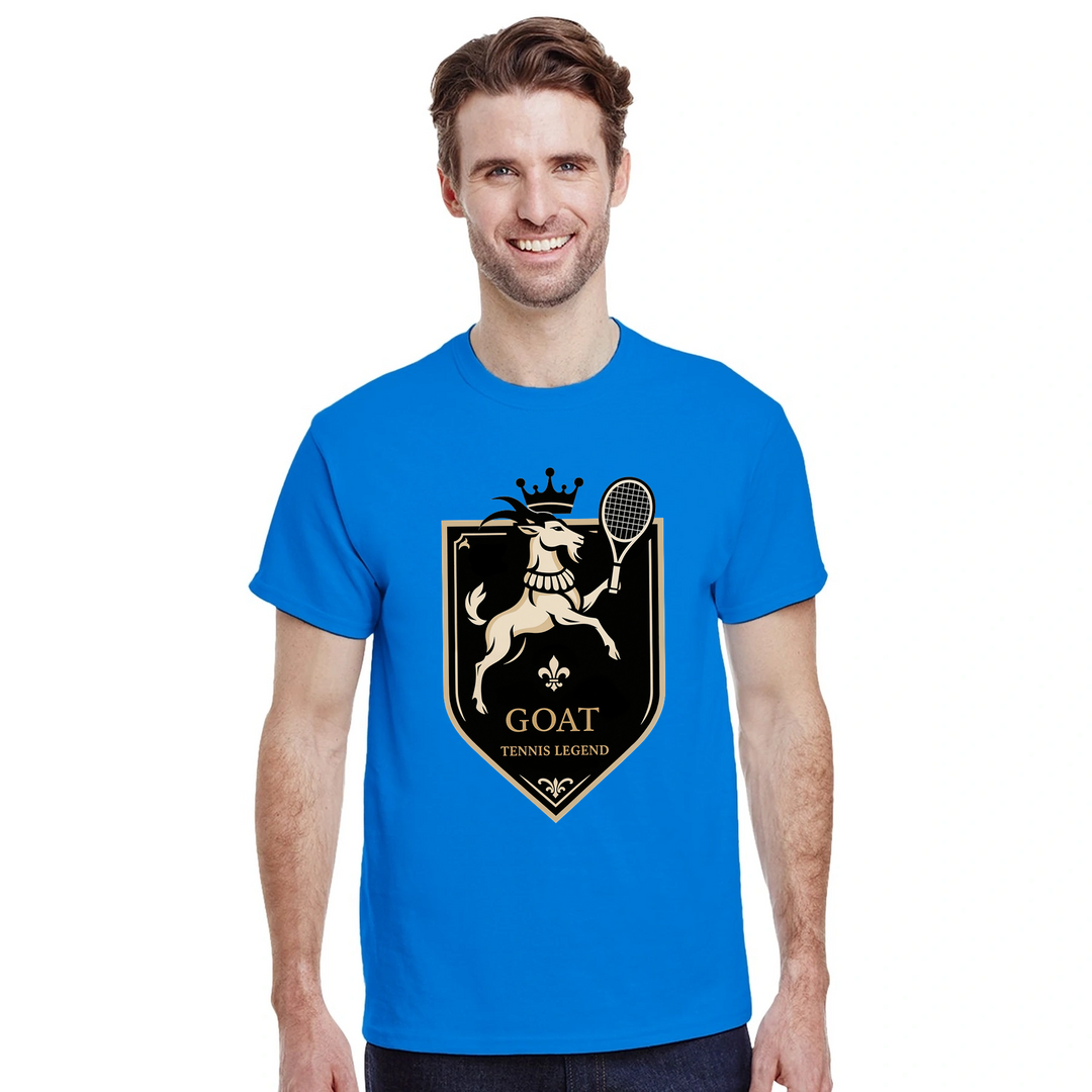 T-shirt Tennis Legend GOAT2, ideal para fãs de ténis, confeccionado em algodão premium para conforto superior