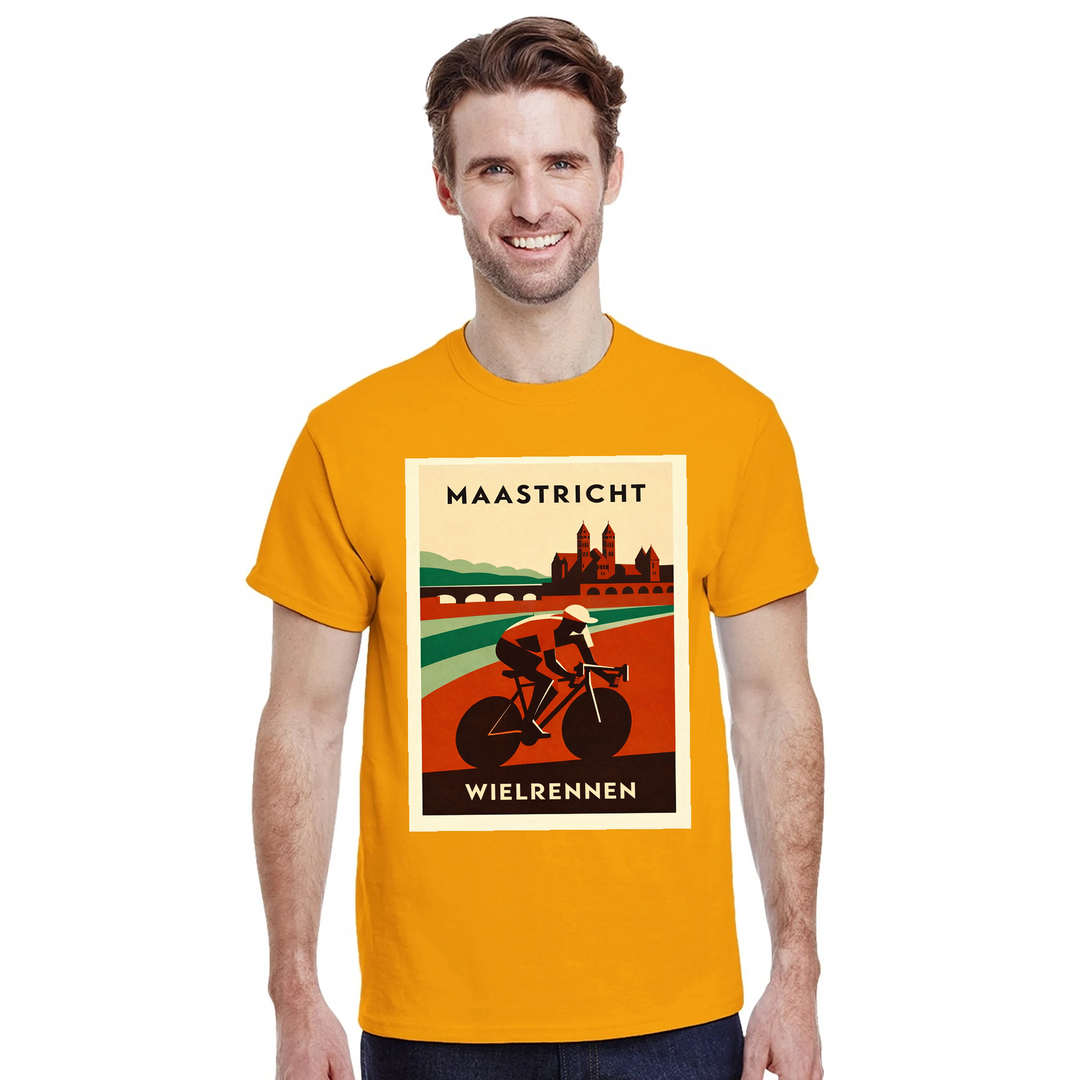 T-shirt T - shirt Maastricht Pays Bas idéal passionnés cyclisme design unique paysages néerlandais parfait sorties vélo moments détente style confort coton première qualité une tenue longue durée