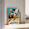Athletics Athena poster med livfulla gröna och orange nyanser, perfekt för sportentusiaster och inspirationssökande. Finns i