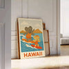 unique Kid Elephant Surf Hawaii parfaite une touche ludique colorée décor dimensions 30x40 nuances gris orange idéal amoureux aventure version affiche
