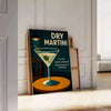 Affiche élégante Martini Cocktail tons noir gris disponible dimensions 30x40 une touche sophistiquée espace option cadre