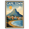 charm Cape Town vintage travel poster Art Deco style stunning orange blue hues perfect touch nostalgia room captivating today convenience