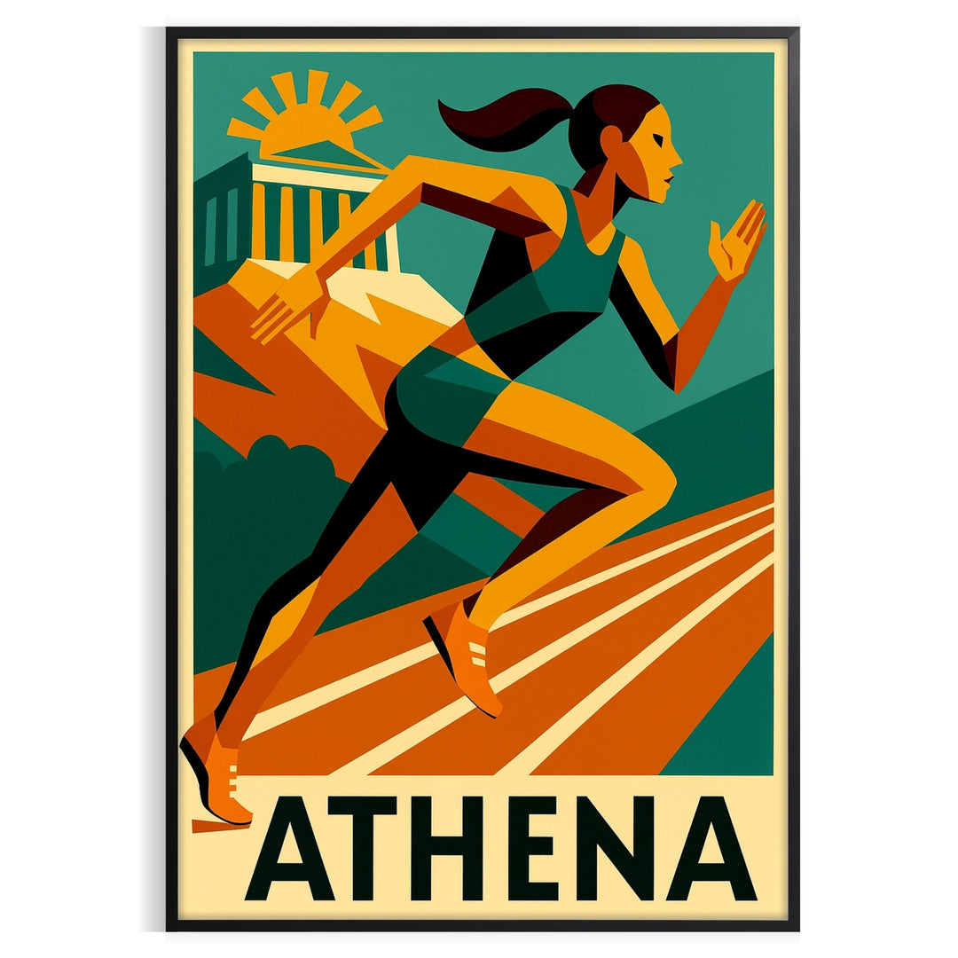 space vibrant Athletics Athena 18 poster bold green red hues sports enthusiasts eye design energy determination today size decor A4 cm A0 wall dynamic
