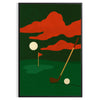 Golfposter med nattmotiv i grön och röd, perfekt som inredning eller present till golfälskare. Finns i storlekarna 30x40 cm o