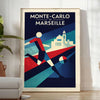 Stilvolles Fußballposter Monte-Carlo Monaco in Rot und Grau, erhältlich in 50x70 oder 30x40 cm. Perfekt für Fußballfans
