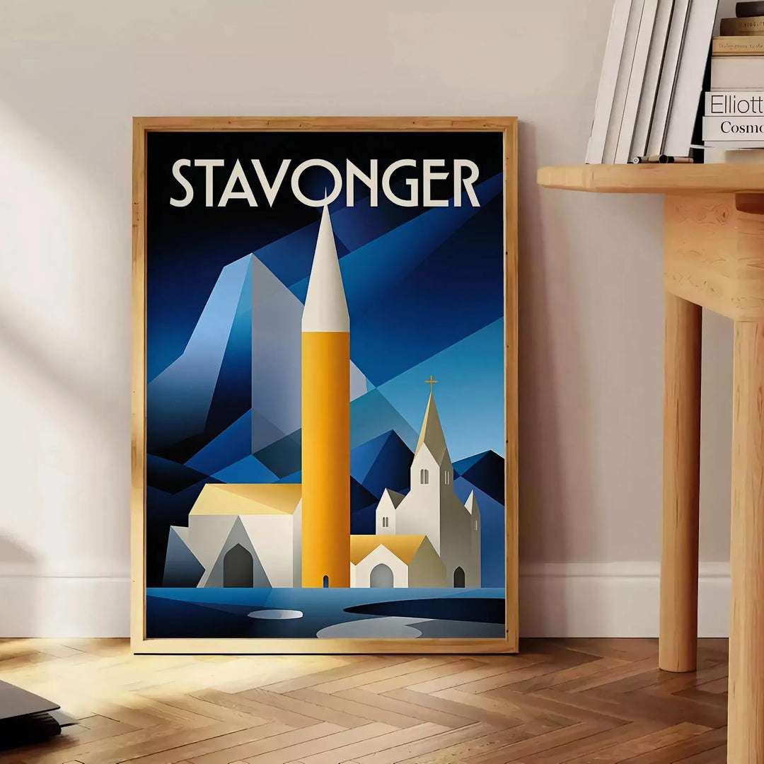 Plakat Art D e9co Stavanger w eleganckich szaro-brązowych odcieniach, idealny do każdego wnętrza. Dostępny w rozmiarach 30x40