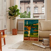 space golf poster art vibrant yellow gray hues Biarritz sized best gift golfers Deco enthusiasts wall style available