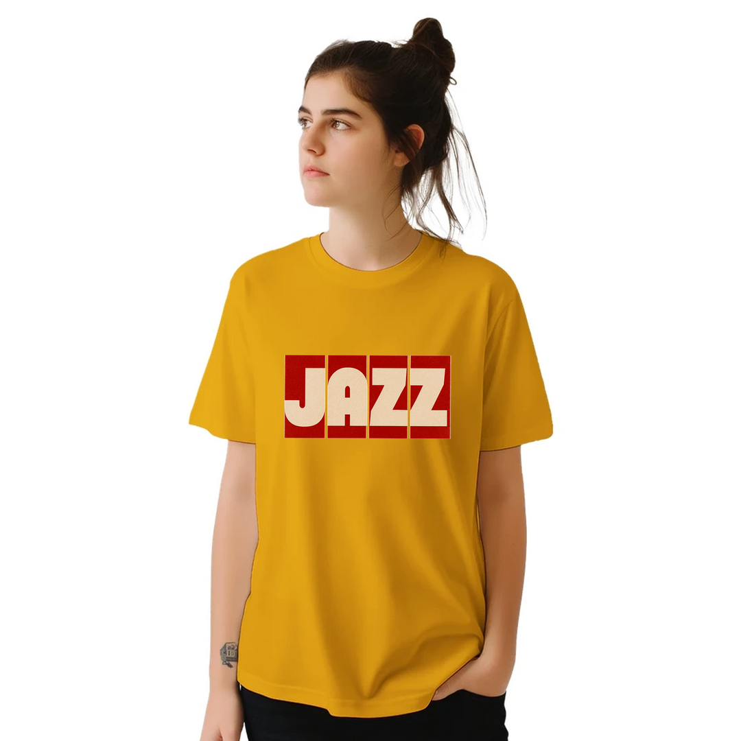 ジャズ音楽をテーマにしたTシャツ。リズムとソウルを祝う鮮やかなデザインで、音楽愛好家やファッション好きに最適。サイズはSからXXLまで対応。