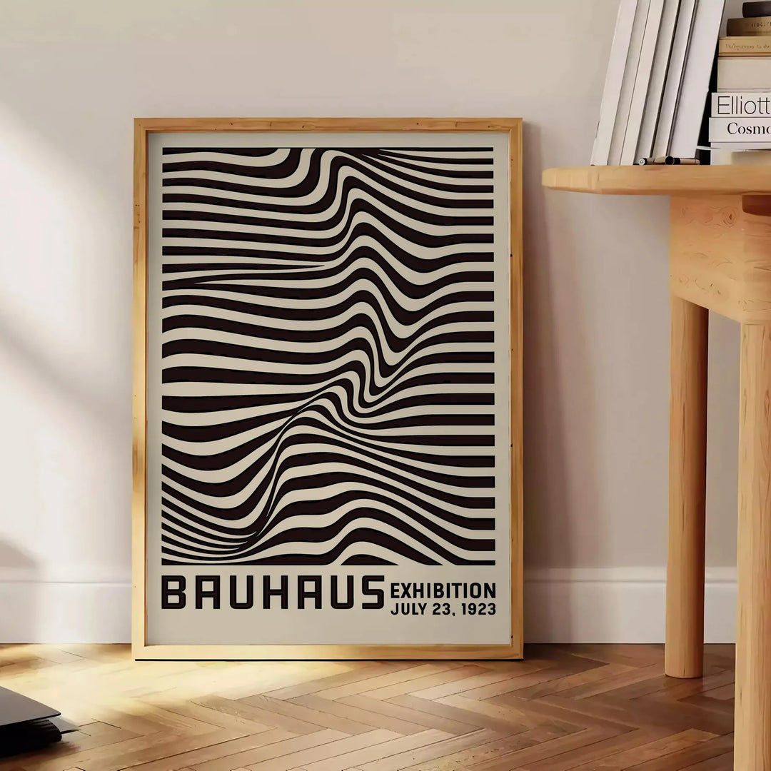 Póster de exhibición Bauhaus Black Line, con elegantes tonos marrón y gris, ideal para un toque minimalista en cualquier espa