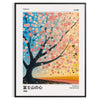 Affiche captivante Cherry Tree Yayoi Kusama 2 explosion couleurs orange bleu sublime art moderne intérieur œuvre unique œil amateurs version simple