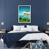affiche quotidienne vibrante Îles Féroé Danemark nuances apaisantes vert bleu essence voyage nordique cadeau idéal voyageurs âme cadre