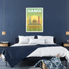 Affiche captivante voyage Hanoï teintes vertes grises cadeau unique amoureux aventure disponibles A4 cm A0
