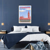 Affiche captivante thème voyage Londres rouge gris une touche élégante espace cadeau original