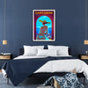 space enchanting hues Santorini Greece stunning poster vibrant purples blues artwork island allure gift wall art room standalone print