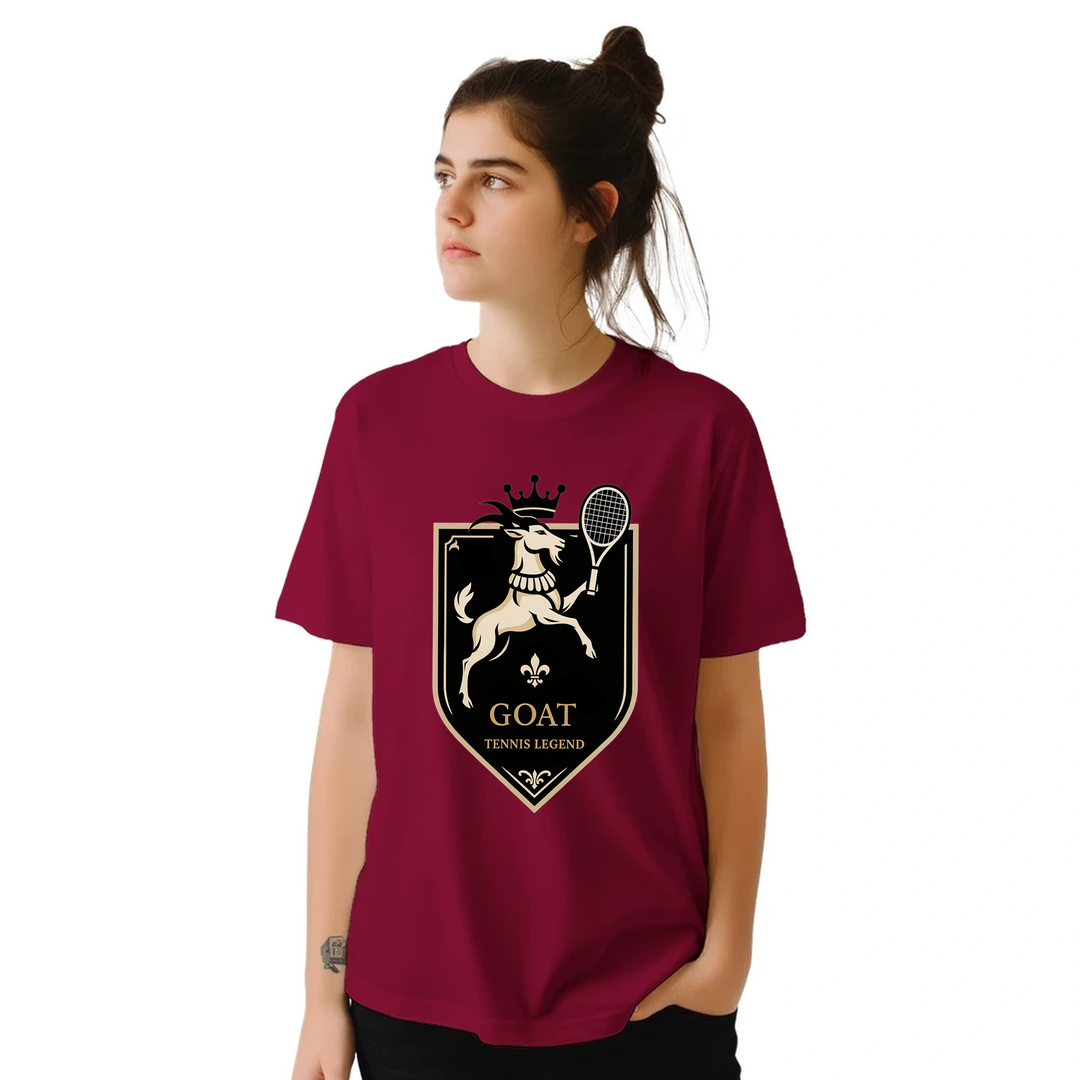 T-shirt Tennis Legend GOAT2, ideal para fãs de ténis, confeccionado em algodão premium para conforto superior