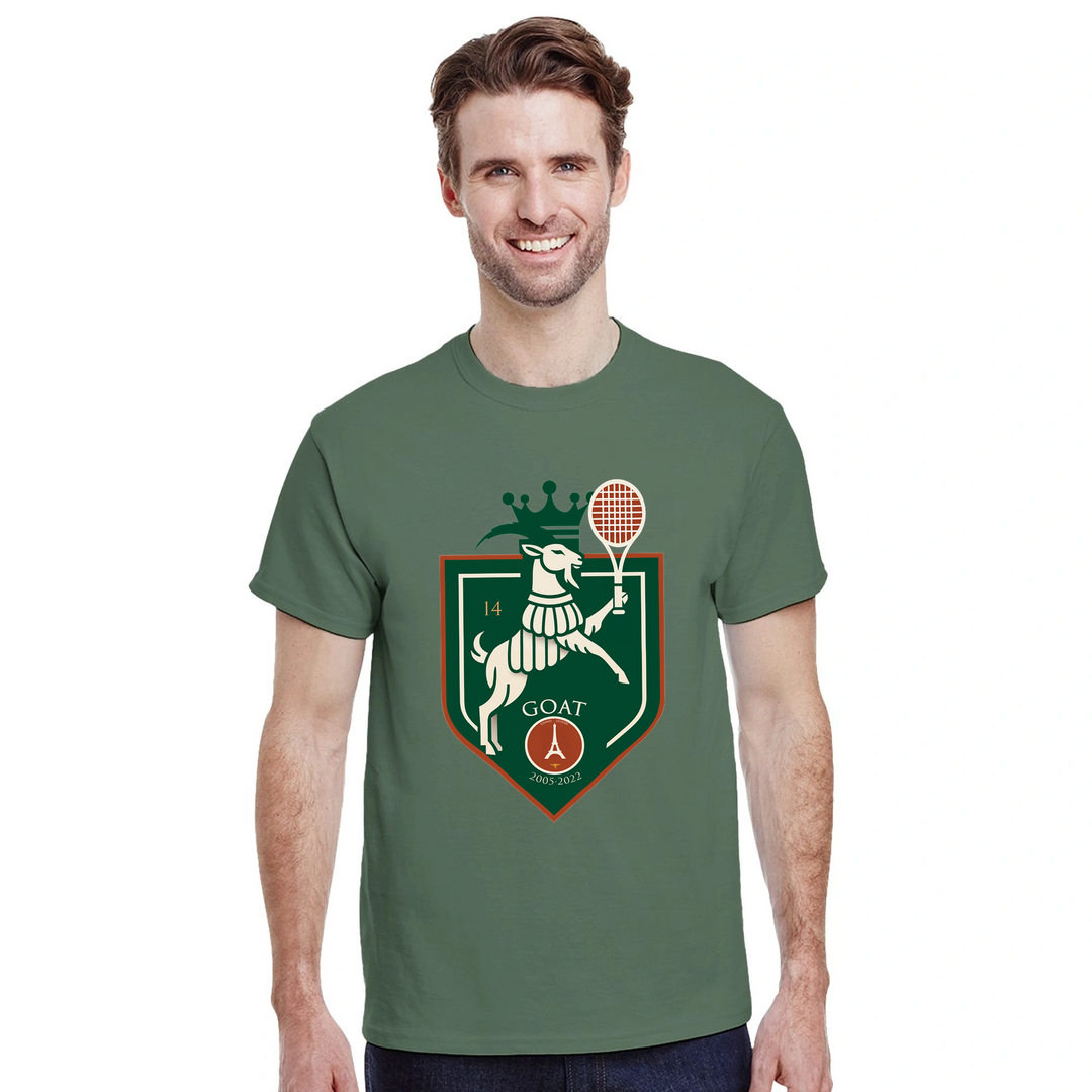 T-shirt exclusivo em homenagem a Rafa Nadal, feito em algodão premium, ideal para fãs de ténis