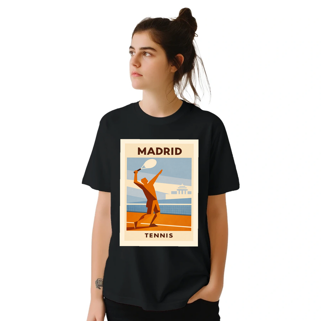 T-shirt τένις Μαδρίτης, με ζωντανό σχέδιο που αποτυπώνει την κουλτούρα του τένις στη Μαδρίτη. Ιδανικό για αθλητές και λάτρεις