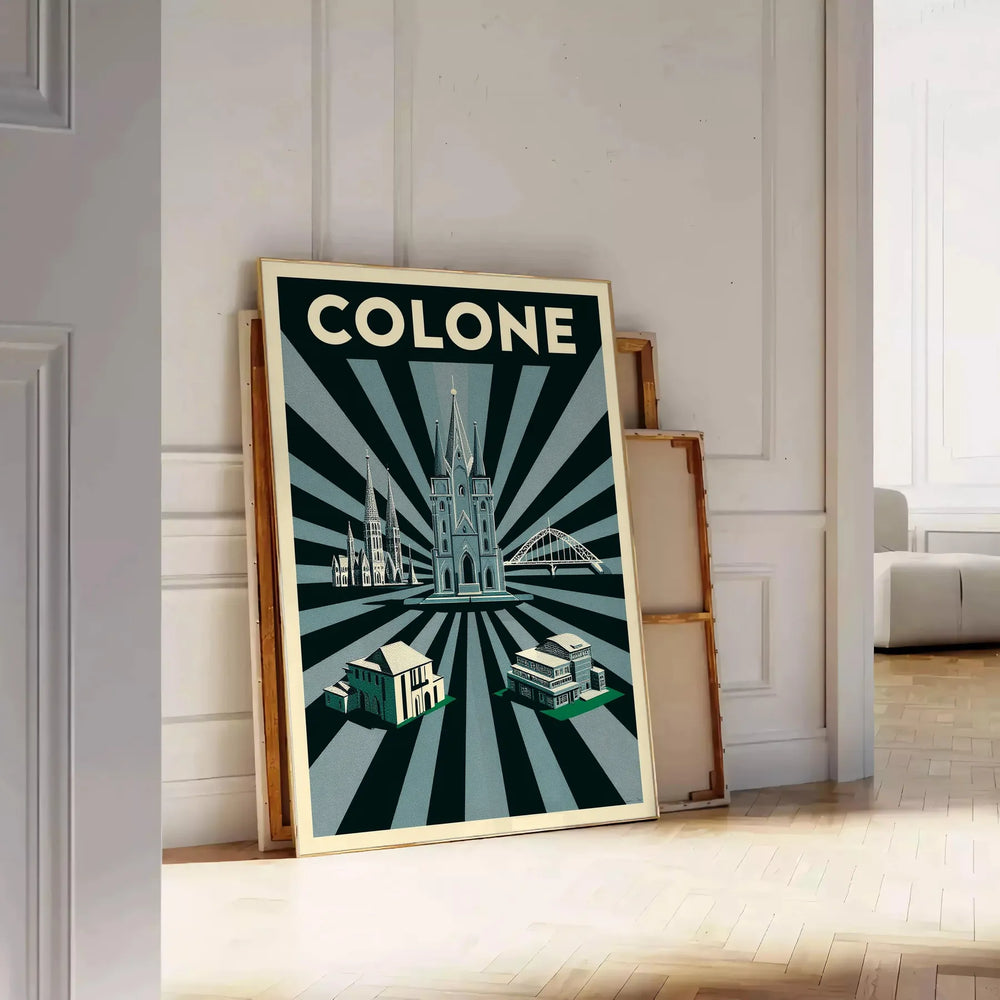 space stunning Art Déco vintage poster Cologne Germany rich green black hues lovers eye piece measures cm home decor A4 A0
