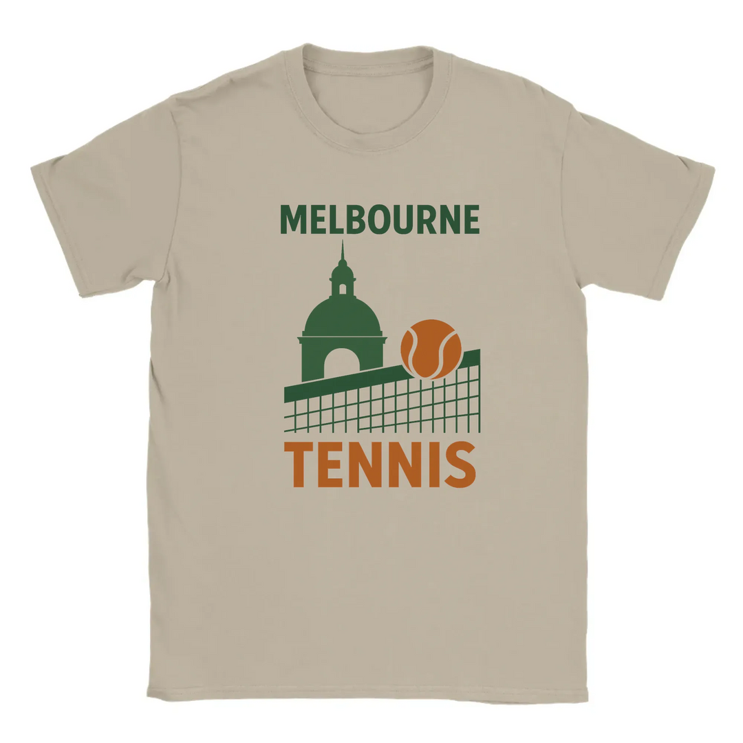 T-shirt exclusivo Tennis Melbourne, perfeito para fãs e jogadores, feito em algodão de alta qualidade para conforto