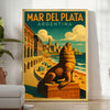 Poster of Mar del Plata Art Déco seascape in yellow and orange