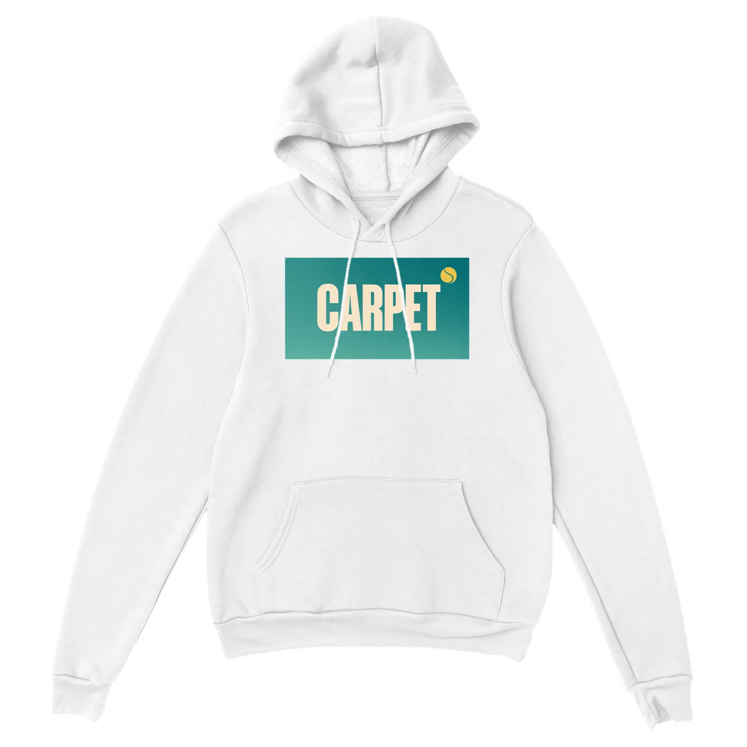 Hoodie Carpet Tennis 5 unissex, confortável, com capuz forrado e bolso frontal, ideal para estilo e aconchego