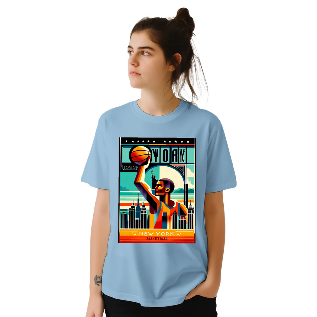 Image Light Blue de New York Basket Tshirt [color:light-blue] [view:front]