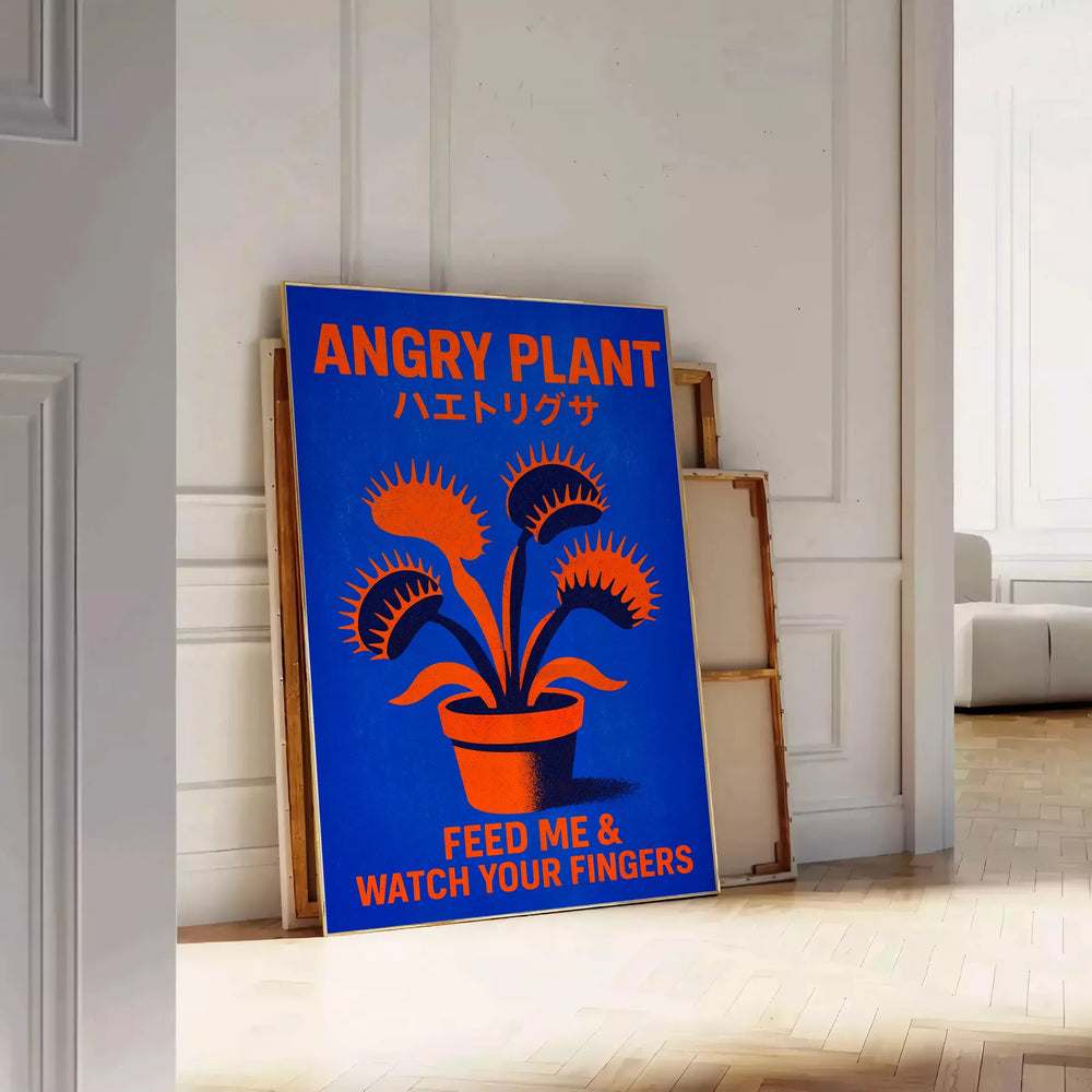 space stunning  carnivorous plant vintage botanical poster vibrant orange black hues captivating print perfect nature enthusiasts dimensions Buy home decor available frame