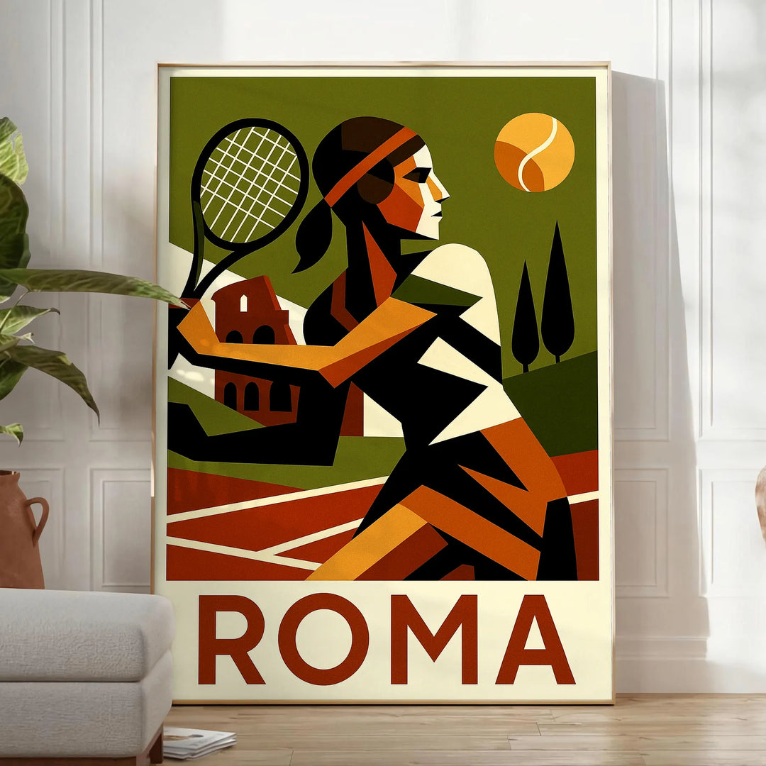 magnifique Roma Tennis 12 teintes marron gris une touche élégante espace amateurs affiche disponible dimensions 50x70 30x40 achetez  vôtre version