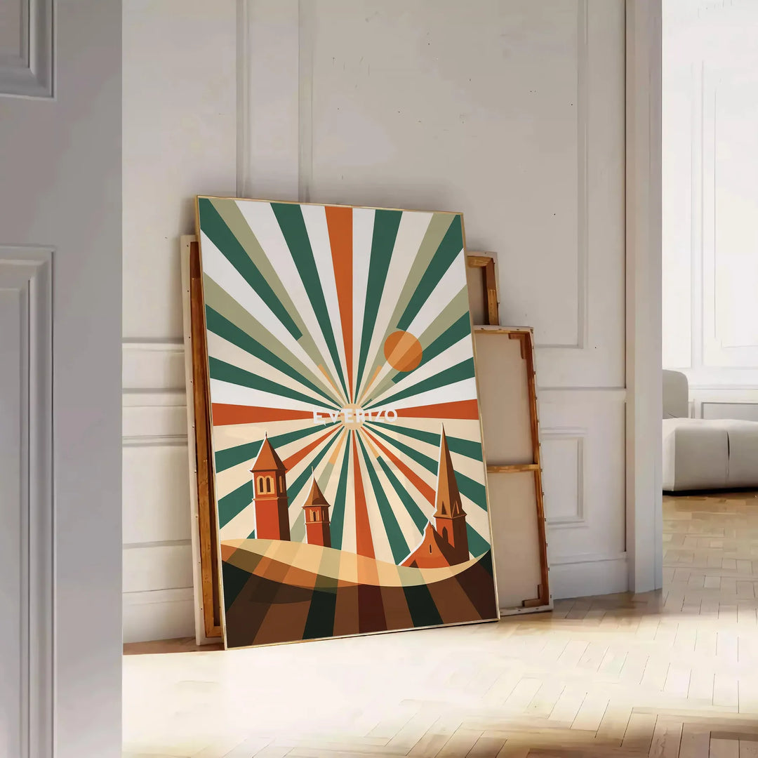 space stunning San Lorenzo Paraguay Art Déco Vintage poster vibrant orange green hues décor eye artwork available dimensions cm today walls A4 A0