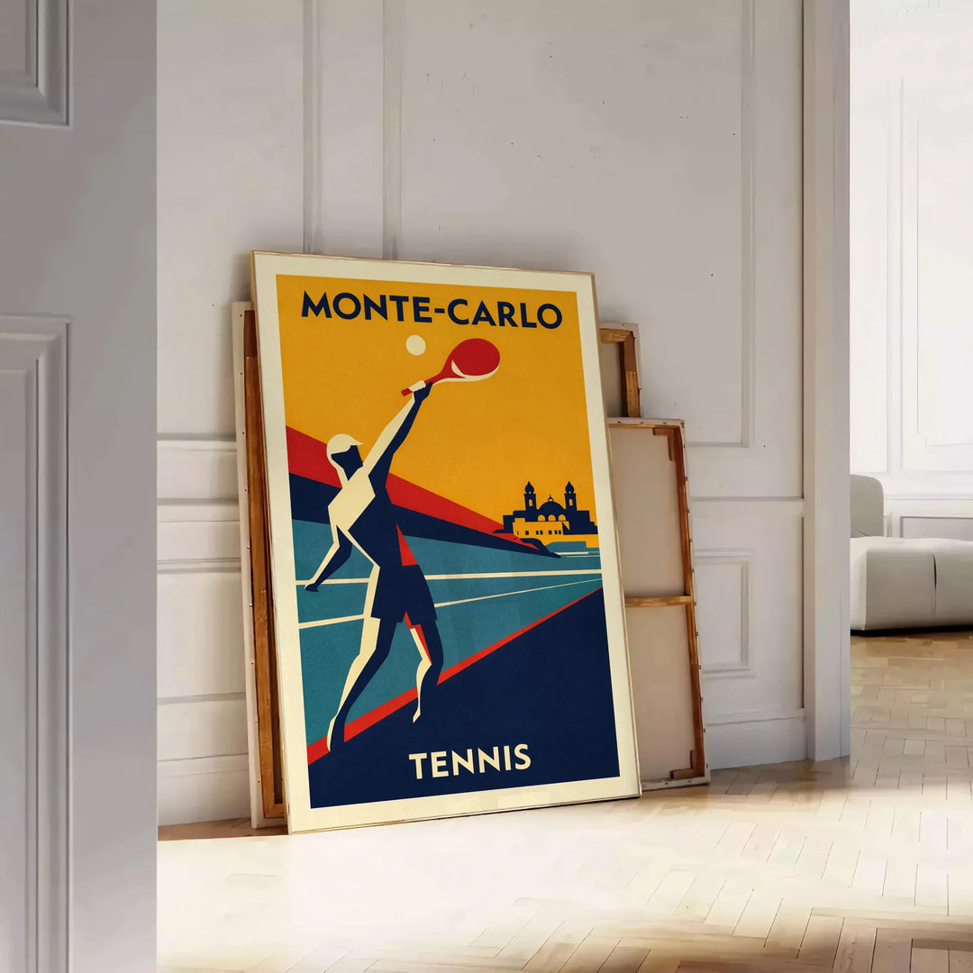 Stilvolles Poster von Monte Carlo Monaco Tennis, erhältlich in verschiedenen Größen, bringt Eleganz und Sportlichkeit in jede