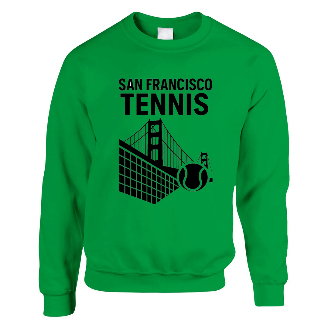 San Francisco Tennis džemperis, bieza unisex sudraba auduma kombinācija, ērta un stilīga ikdienai