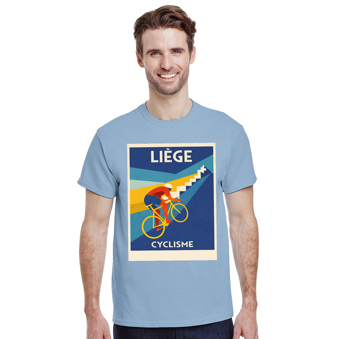T-shirt Liège Belgium Cyclisme, ιδανικό για ποδηλάτες και καθημερινές εμφανίσεις, διαθέσιμο σε S, M, L, XL, XXL