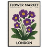 captivating flower market poster vintage print London botanical charm lush green gray hues art piece space enthusiasts lovers sizes available A4 cm A0
