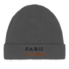 eco friendly style Paris Tennis 2 Embroidered Beanie 100 % organic cotton soft lightweight breathable day comfort indoor outdoor wear sustainability chic fashion