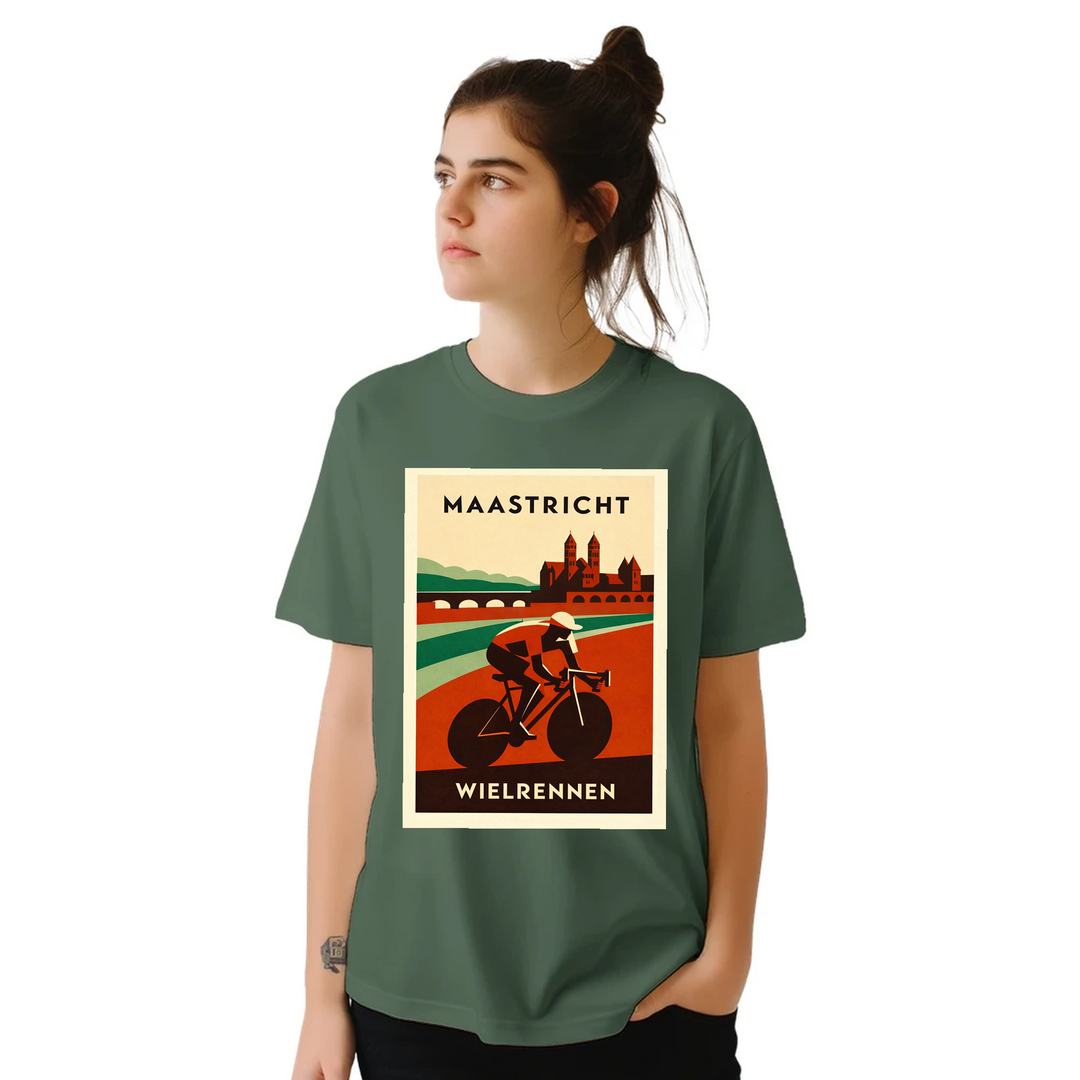 T-shirt T - shirt Maastricht Pays Bas idéal passionnés cyclisme design unique paysages néerlandais parfait sorties vélo moments détente style confort coton première qualité une tenue longue durée