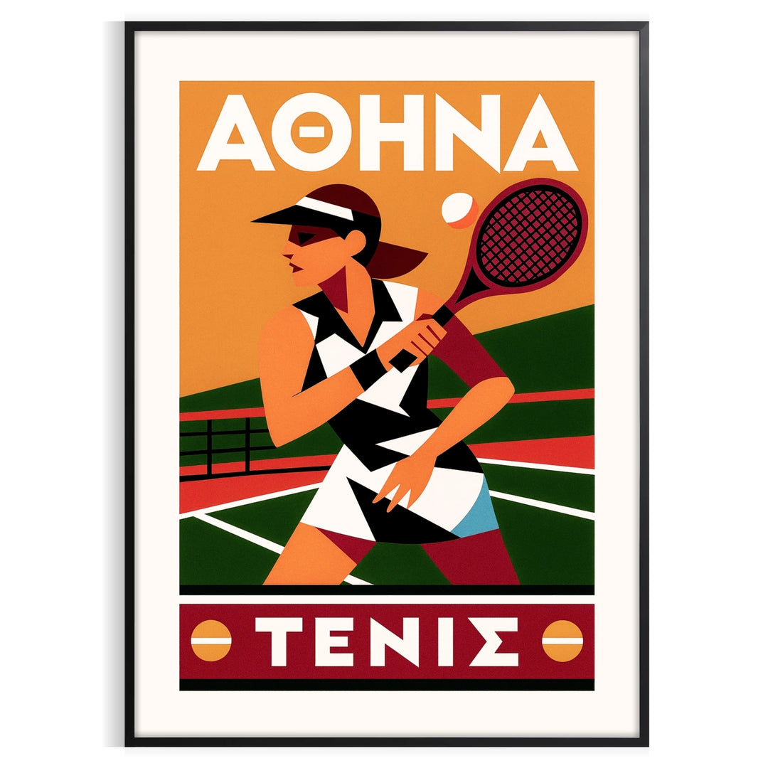 space striking Athena Tennis 22 poster bold red black design essence game enthusiast dynamic touch decor available A4 cm A0
