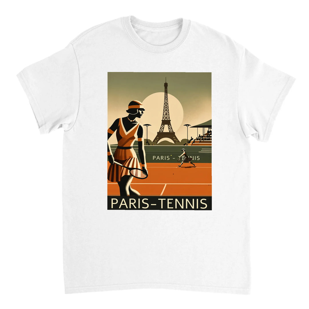 パリのテニスをテーマにしたおしゃれなTシャツ。テニス愛好者にぴったりのデザインで、スタイルを引き立てます。サイズはSからXXLまで選べます。