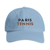 Vintage broderad keps med Paris Tennis-logotyp, justerbart band, mässingsspänne