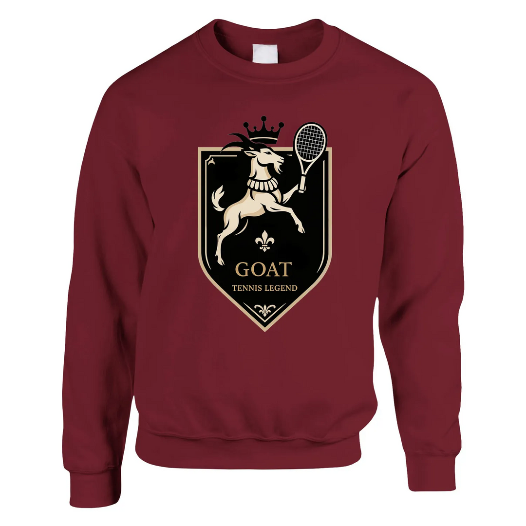 Sweater Tennis Legend GOAT un sweat - shirt unisexe épais doux 50 % coton polyester confort exceptionnel grâce à filature jet air coutures tricot tricoté élasthanne une coupe classique impeccable
