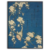 captivating Hokusai Bullfinch Weeping Cherry poster blue rich brown hues art lovers nature enthusiasts exquisite piece traditional beauty modern elegance
