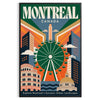 Poster vintage Art Déco Montreal verde e marrone, elegante scena cittadina