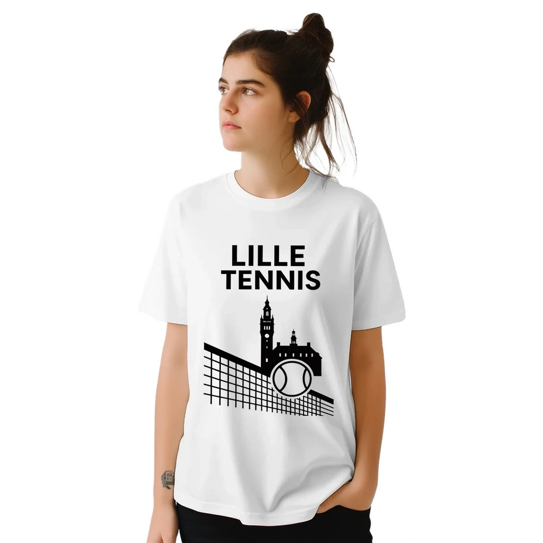 Image White de Lille Tennis Tshirt [color:white] [view:front]