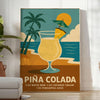 affiche élégante cocktail Pina Colada teintes gris orange saisissantes pièce unique une touche tropicale décoration A4 cm A0