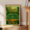 Affiche captivante Rome Jungle Tennis teintes vibrantes jaune gris espace voyage évasion œuvre unique disponible 50x70 cm décoration A4 60×80 A0