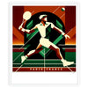 Retro  Vintage tennis print celebrating iconic Grand Slam tournaments worldwide elegant living room interior framed print